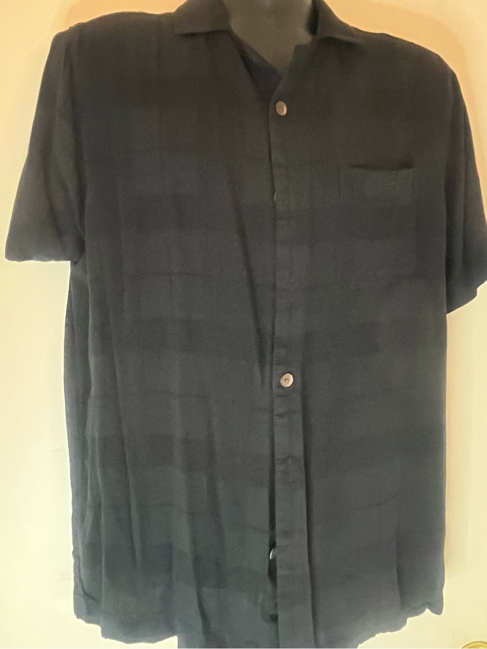 Caribbean Men's Black Short-Sleeve Button-Down Shirt